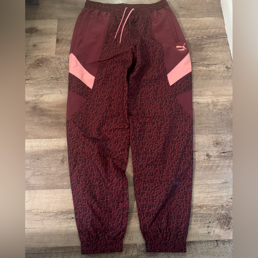 Puma Burgundy and Pink Track Pants